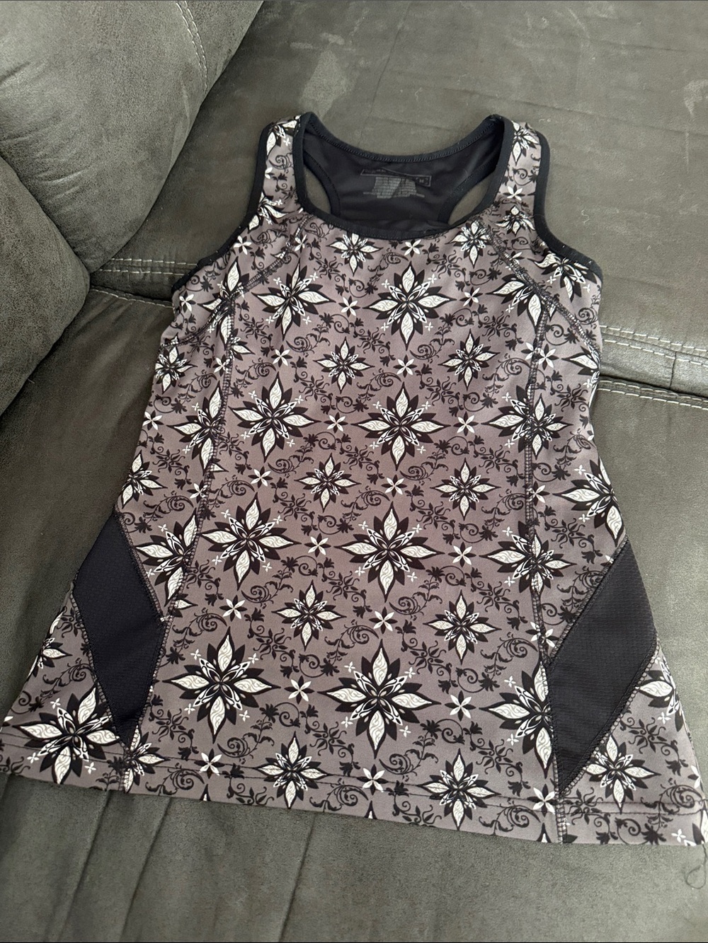 tek gear Gray Floral-Print Performance Tank Top